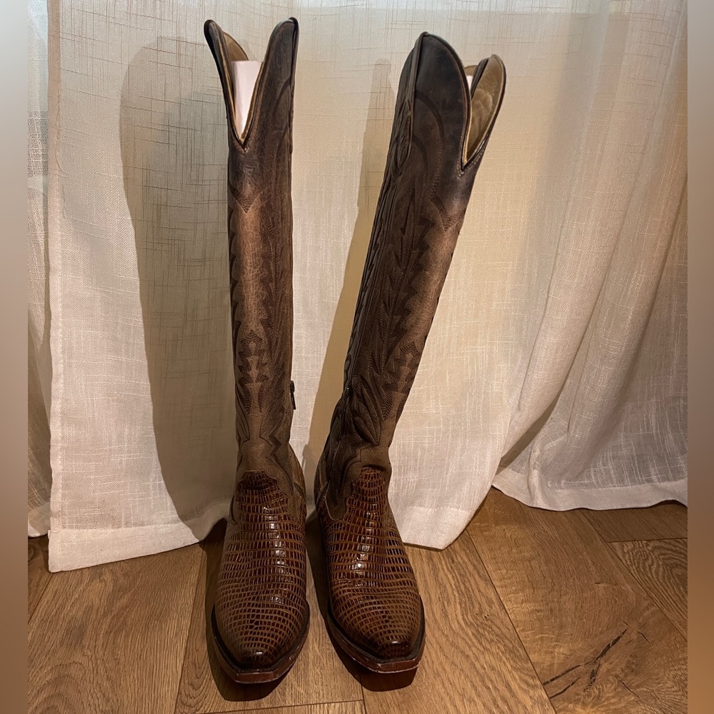 Rock’em Women’s Brown Tall Cowboy Boots - Picture 4 of 10